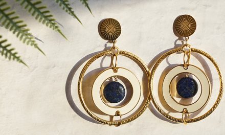 DIY Golden Goddess Earrings with Lapis Gemstones –