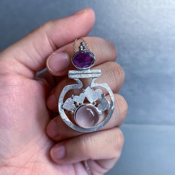 Gemstone and Love Potion Bottle Jewelry by ZebaJewelry