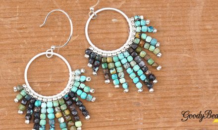Fringe Earrings with Gemstone Cube Beads